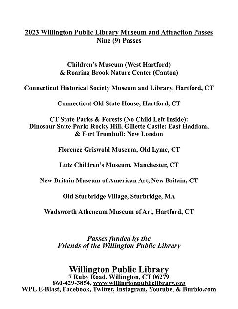 Museum &amp; Attraction Passes | willingtonlibrary